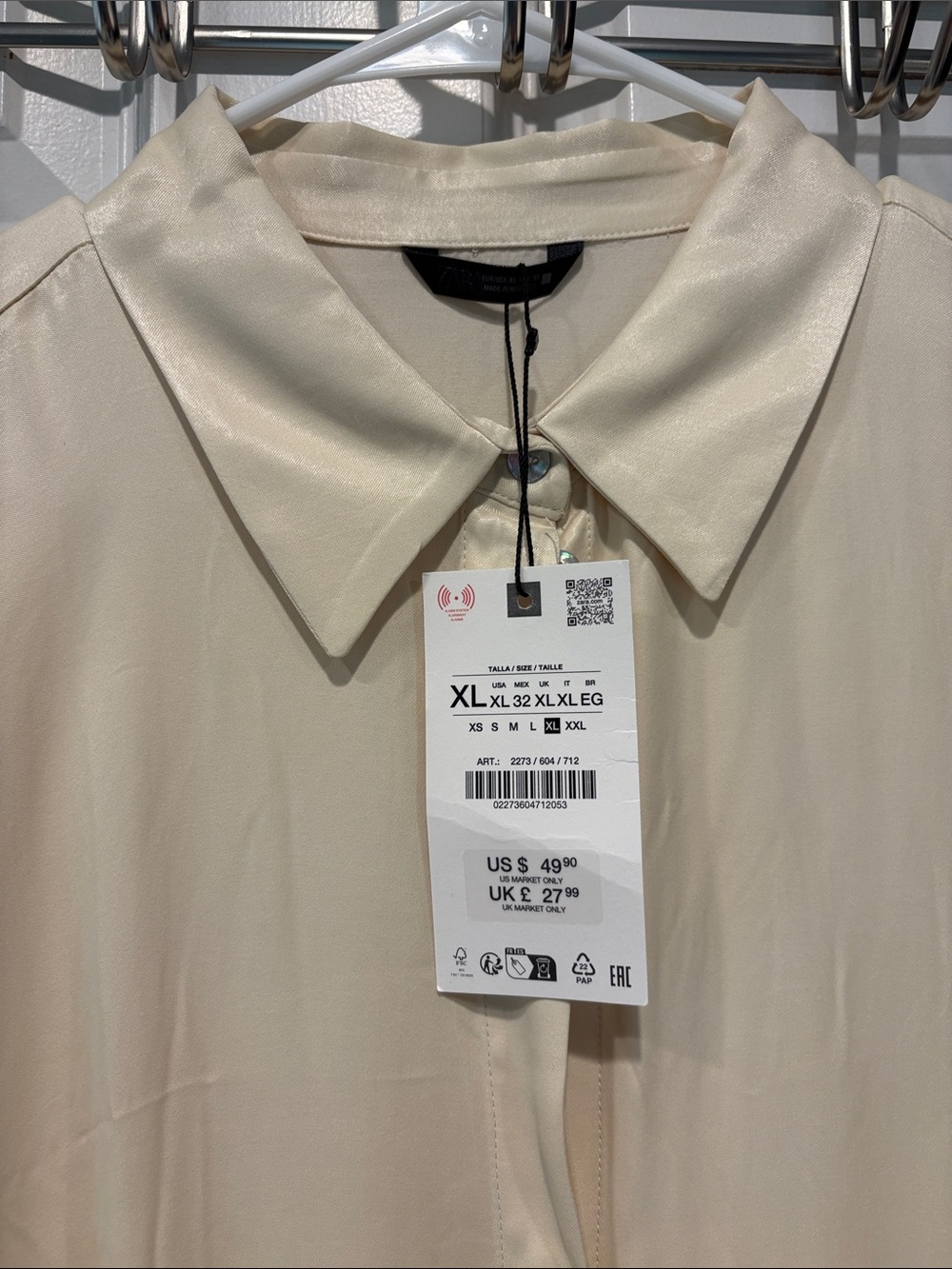 Zara Cream Lace-Hem Button Blouse - Picture 4 of 7